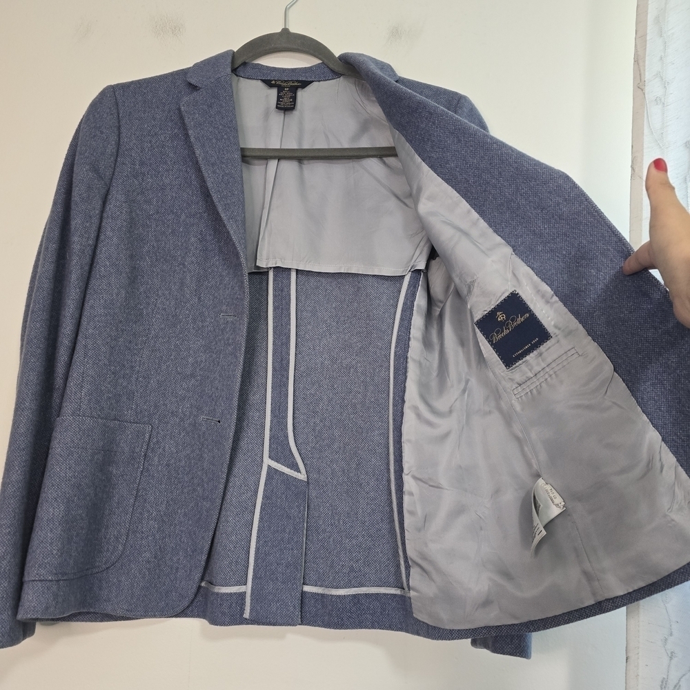 Brooks Brothers wool and angora rabbit hair blend blazer in blue Office Business - Picture 5 of 11